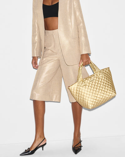Light Gold Pearl Metallic Small Metro Tote Deluxe