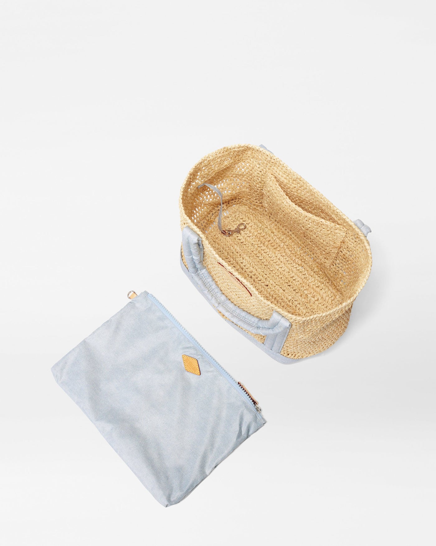 Raffia/Chambray Small Raffia Tote