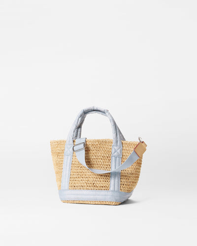 Raffia/Chambray Mini Raffia Tote