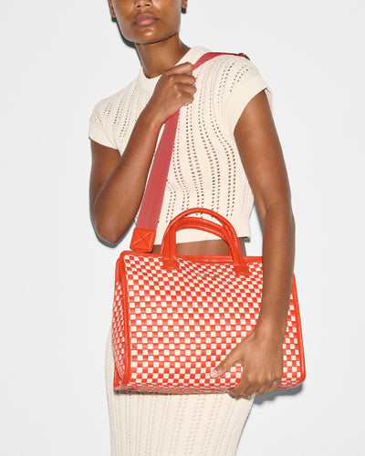 Sandshell/Poppy Woven Medium Woven Box Tote