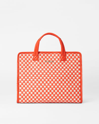 Sandshell/Poppy Woven Medium Woven Box Tote